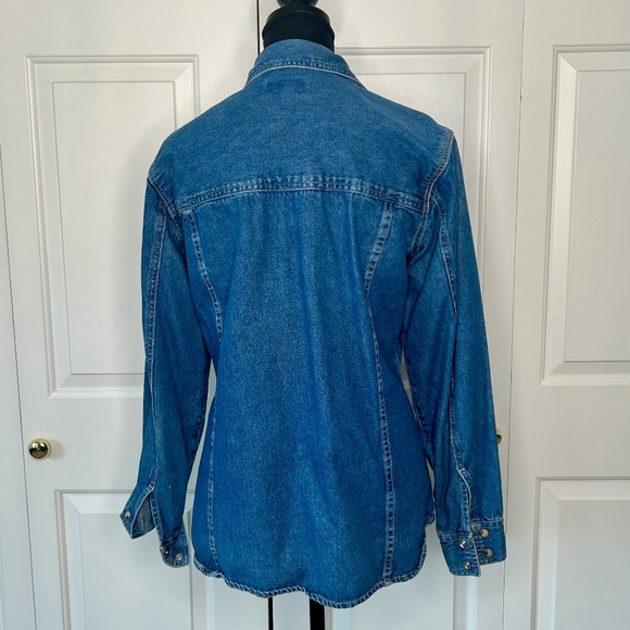 Jacob Denim Collared Long Sleeve Shirt with Snaps in Size M - Picture 2 of 4
